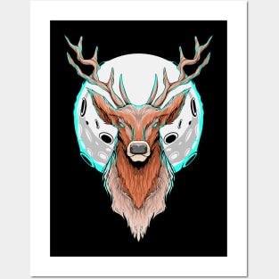 deer at night Posters and Art